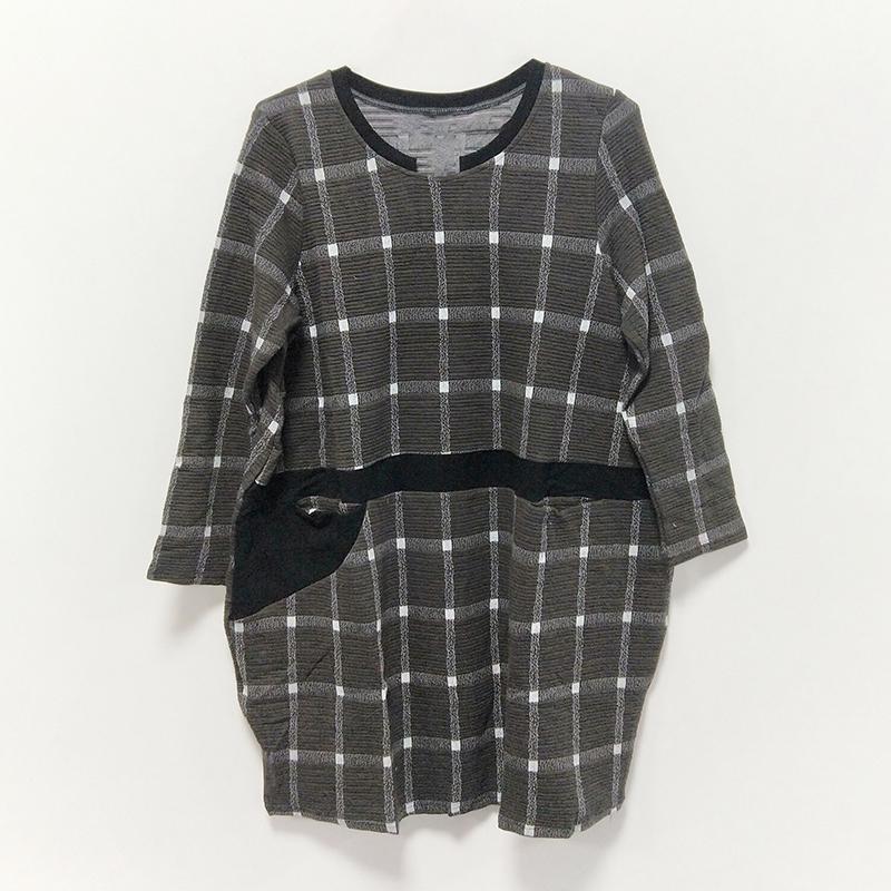 Spring Casual Plaid Knee-Length Pullovers Loose Long Sleeve Dress