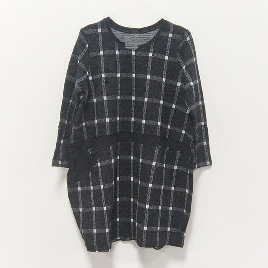 Spring Casual Plaid Knee-Length Pullovers Loose Long Sleeve Dress