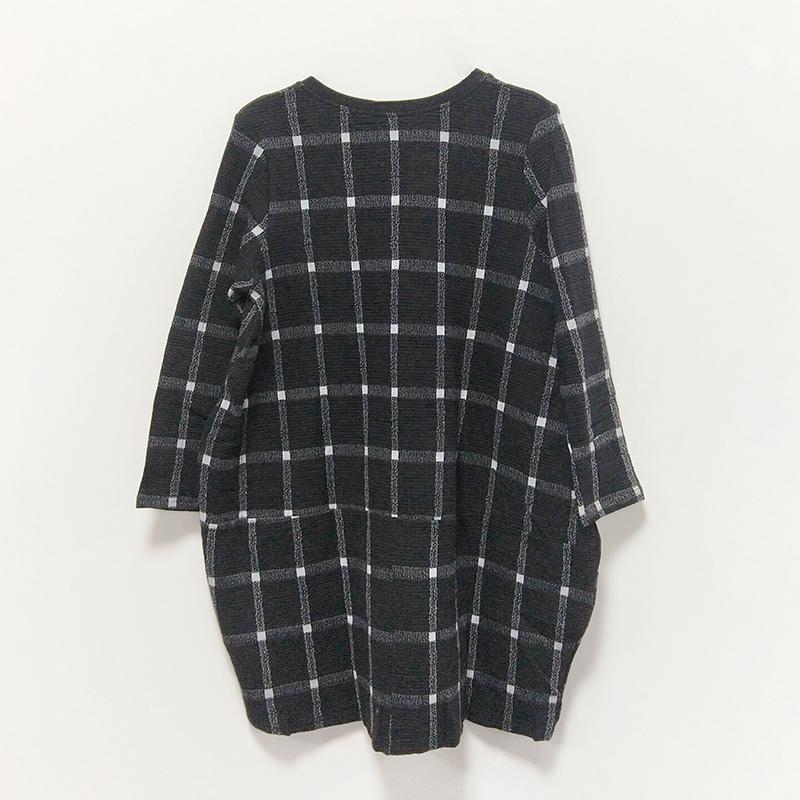 Spring Casual Plaid Knee-Length Pullovers Loose Long Sleeve Dress