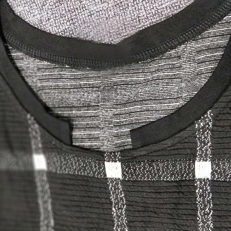 Spring Casual Plaid Knee-Length Pullovers Loose Long Sleeve Dress