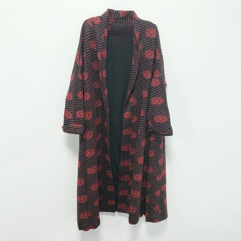 Winter Casual Floral Cardigans Long Sleeve Coat
