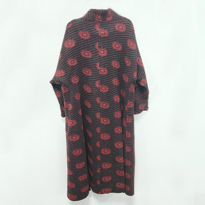 Winter Casual Floral Cardigans Long Sleeve Coat