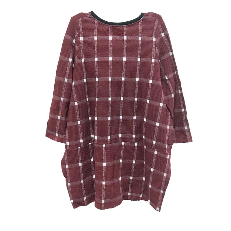 Spring Casual Plaid Knee-Length Pullovers Loose Long Sleeve Dress