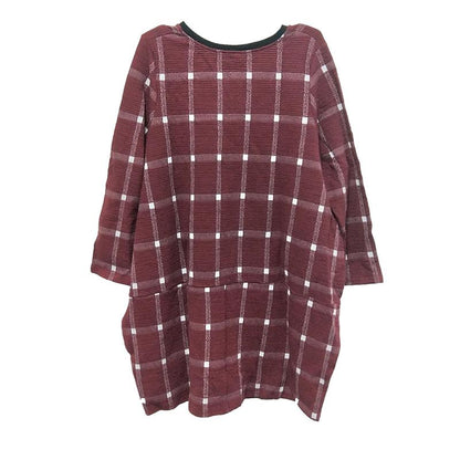 Spring Casual Plaid Knee-Length Pullovers Loose Long Sleeve Dress