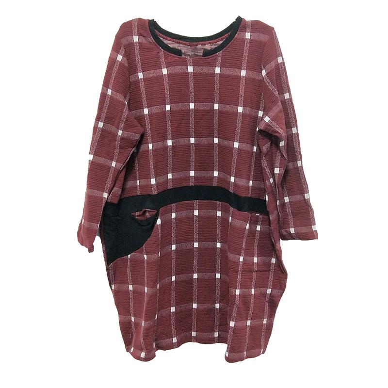 Spring Casual Plaid Knee-Length Pullovers Loose Long Sleeve Dress
