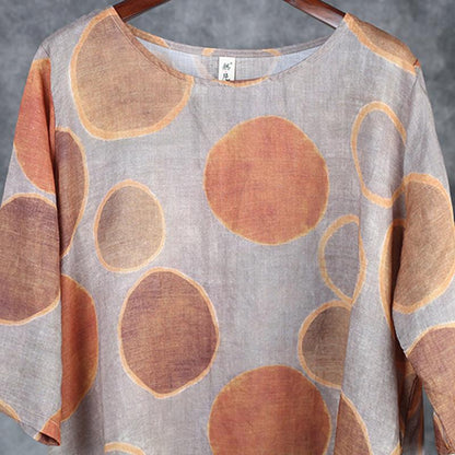 Ramie Retro Short Sleeve Women Blouse