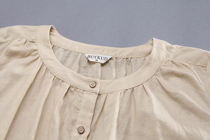 Ramie Short Sleeve Round Neck Commuter Dress