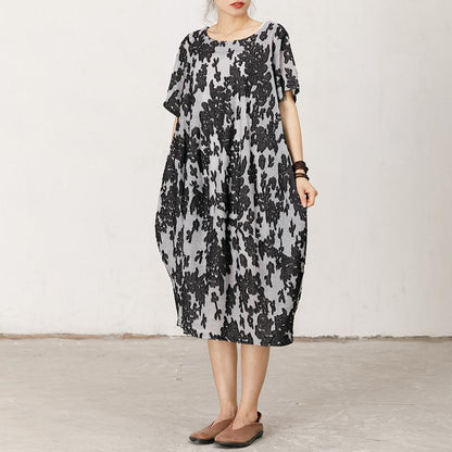 Retro Appliques Loose Soft Comfortable Midi Dress