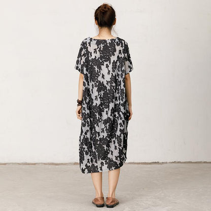 Retro Appliques Loose Soft Comfortable Midi Dress
