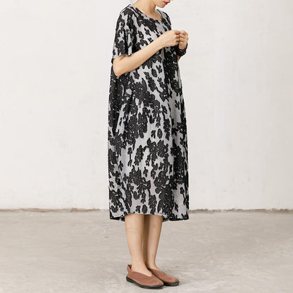 Retro Appliques Loose Soft Comfortable Midi Dress
