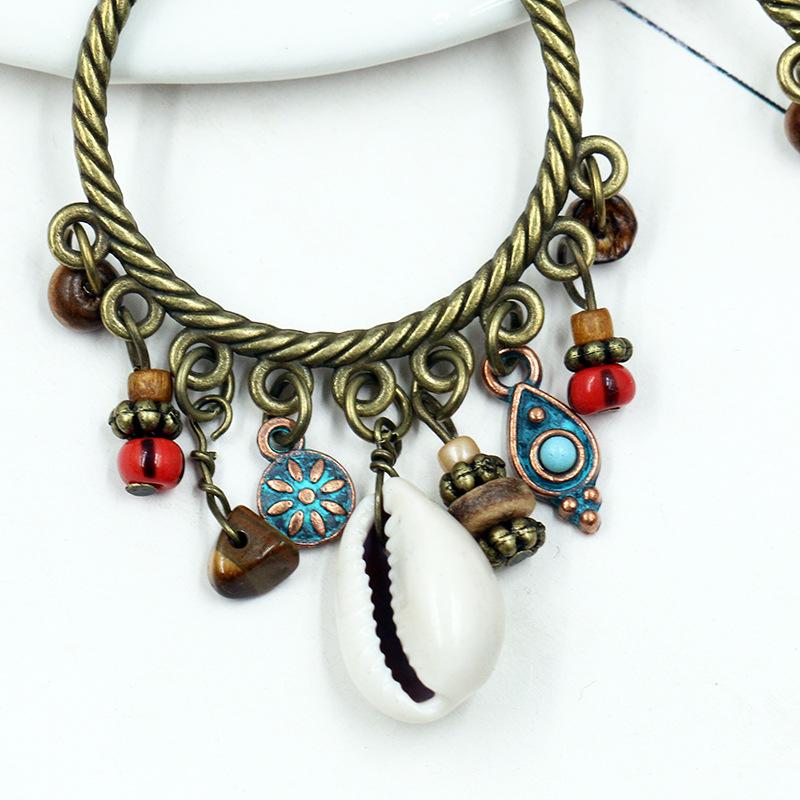 Retro Big Circle Shell Turquoise Earrings