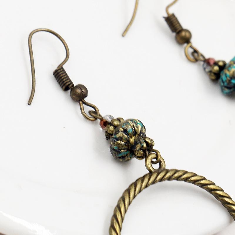 Retro Big Circle Shell Turquoise Earrings