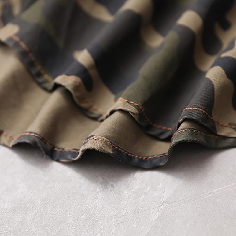 Retro Camouflage Polo Collar Loose Shirt Dress