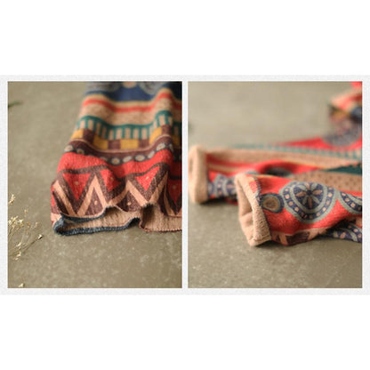 Retro Casual Autumn Printed O-neck Sweater