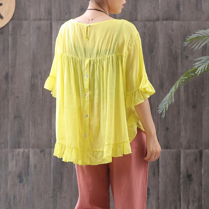 Retro Casual Cotton Butterfly Sleeve Blouse