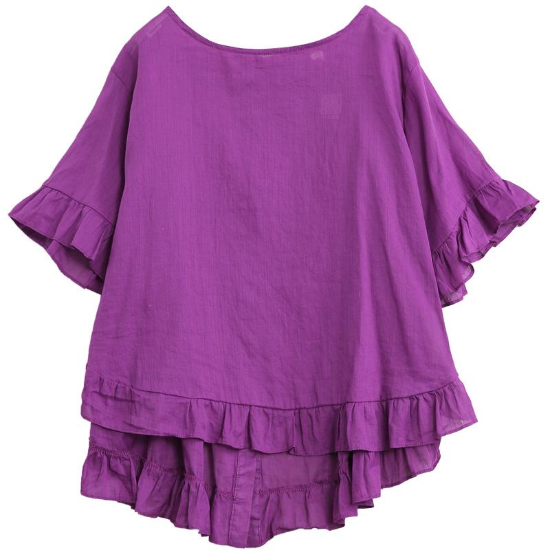 Retro Casual Cotton Butterfly Sleeve Blouse