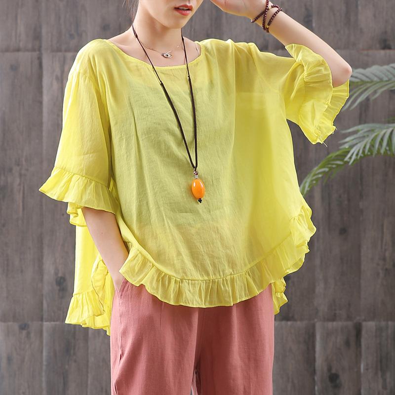 Retro Casual Cotton Butterfly Sleeve Blouse