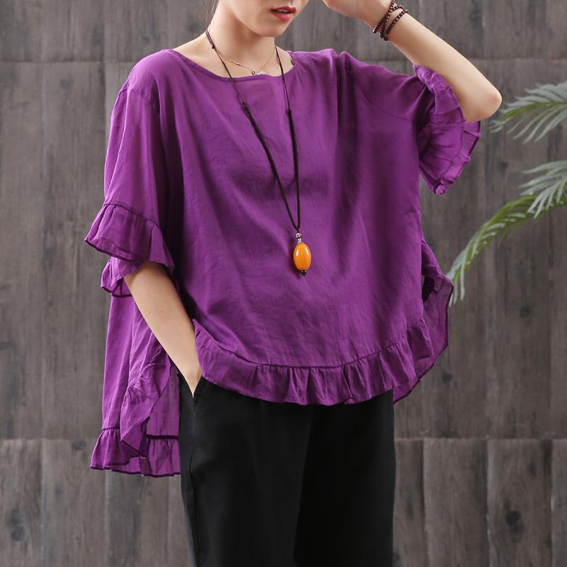 Retro Casual Cotton Butterfly Sleeve Blouse