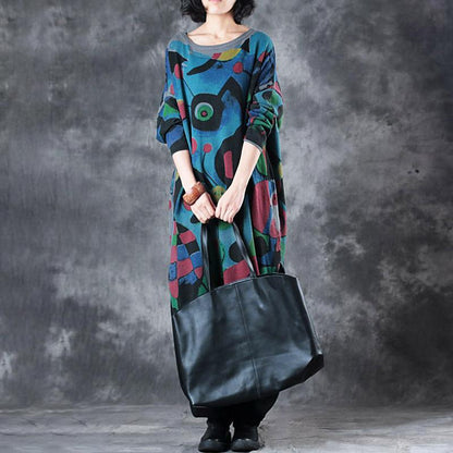 Retro Colored Prints Comfortable Knit Shirt