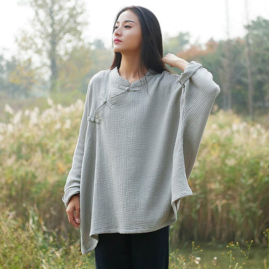 Retro Comfortable Loose Bat Sleeve Shirt