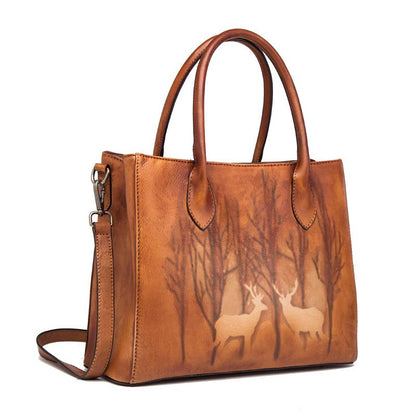 Retro Deer Print Women Classic Shoulder Bag