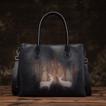 Retro Deer Print Women Classic Shoulder Bag