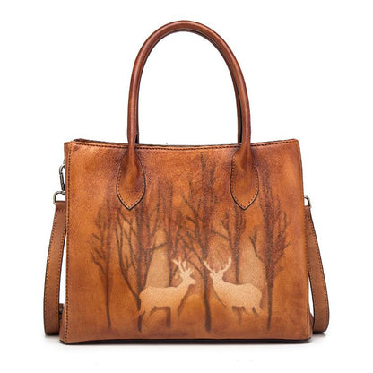 Retro Deer Print Women Classic Shoulder Bag