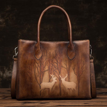 Retro Deer Print Women Classic Shoulder Bag
