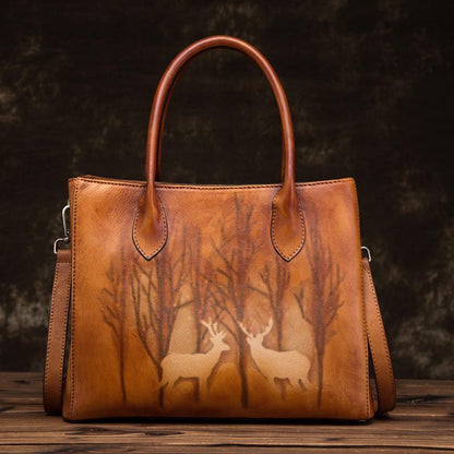 Retro Deer Print Women Classic Shoulder Bag