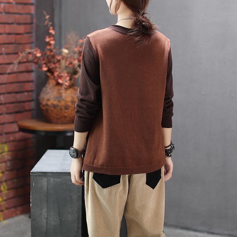 Retro Flower Printed Loose Knitting Shirt