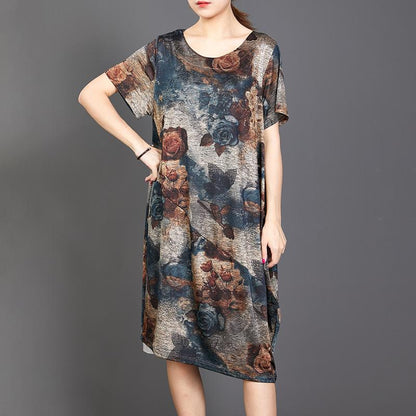 Retro Flower Soft Elegant Loose Dress