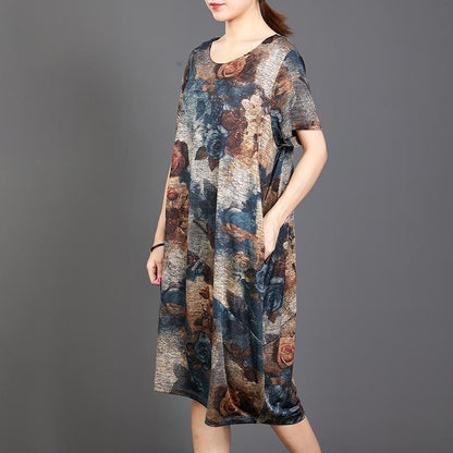 Retro Flower Soft Elegant Loose Dress