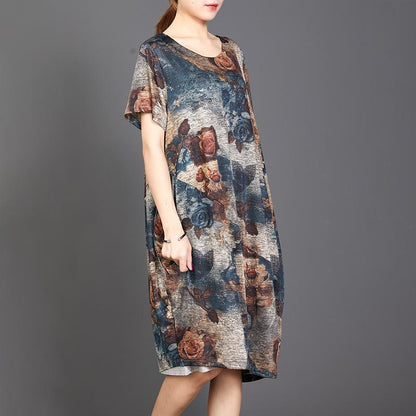 Retro Flower Soft Elegant Loose Dress