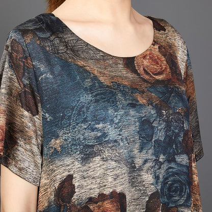 Retro Flower Soft Elegant Loose Dress