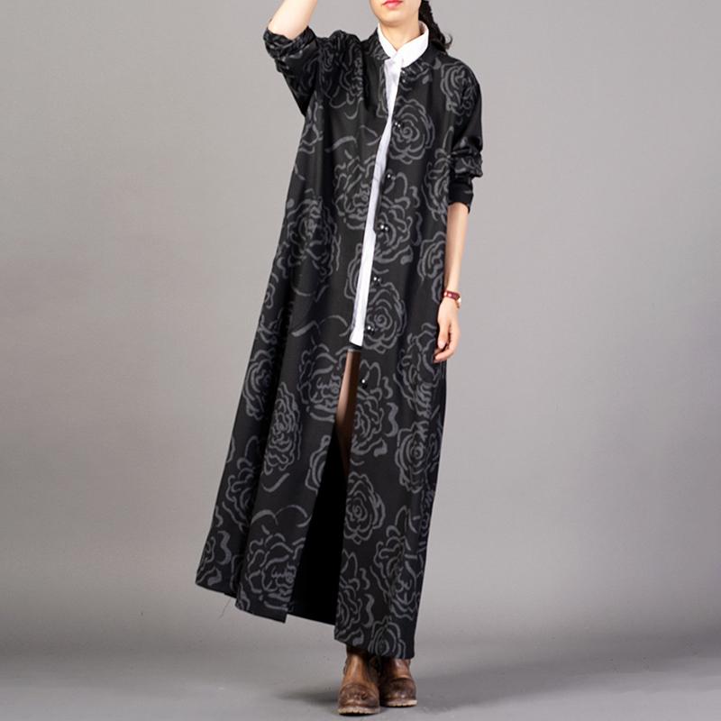 Retro Flower Stretch Cotton Drape Coat