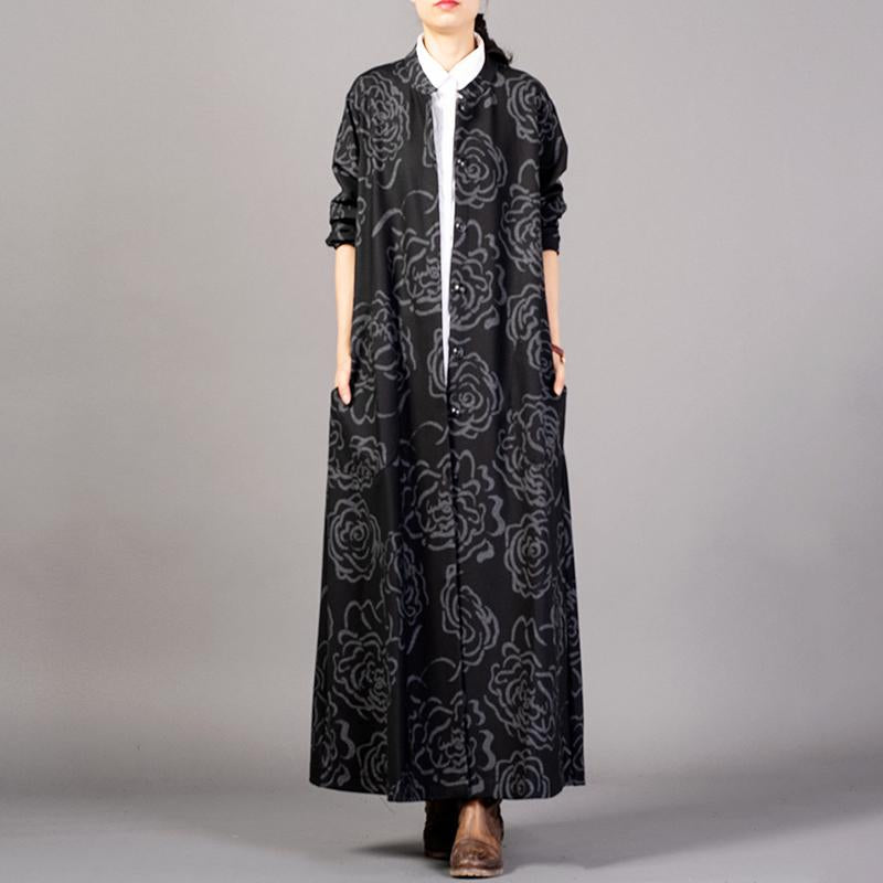 Retro Flower Stretch Cotton Drape Coat