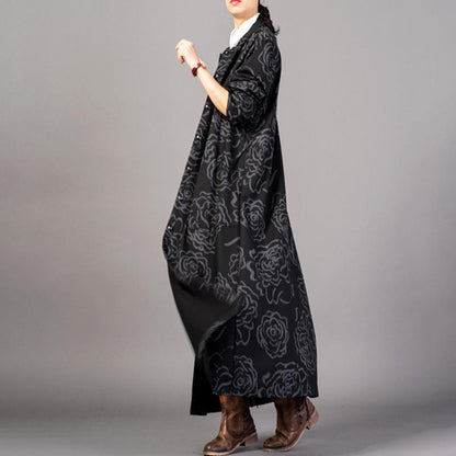 Retro Flower Stretch Cotton Drape Coat