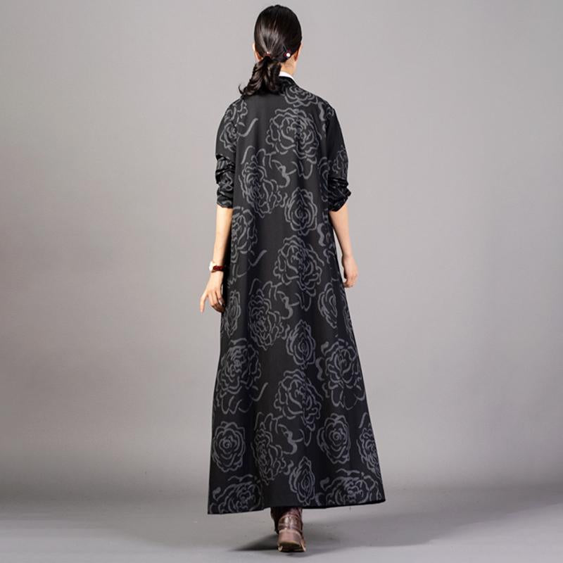 Retro Flower Stretch Cotton Drape Coat