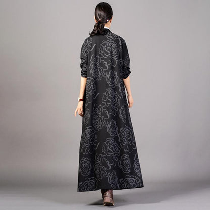 Retro Flower Stretch Cotton Drape Coat