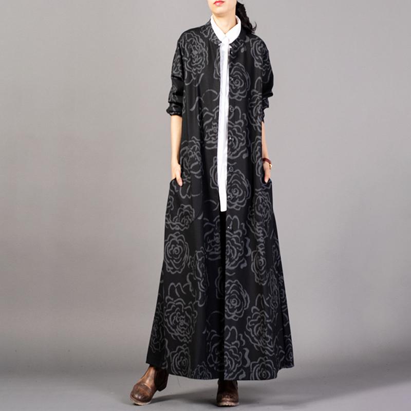 Retro Flower Stretch Cotton Drape Coat