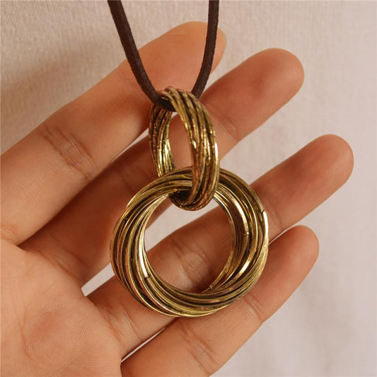 Retro Indie Folk Circles Alloy Women Necklace