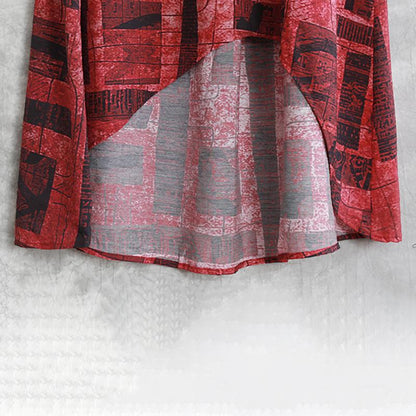 Retro Linen Loose Irregular Hem Top And Wide Leg Pants