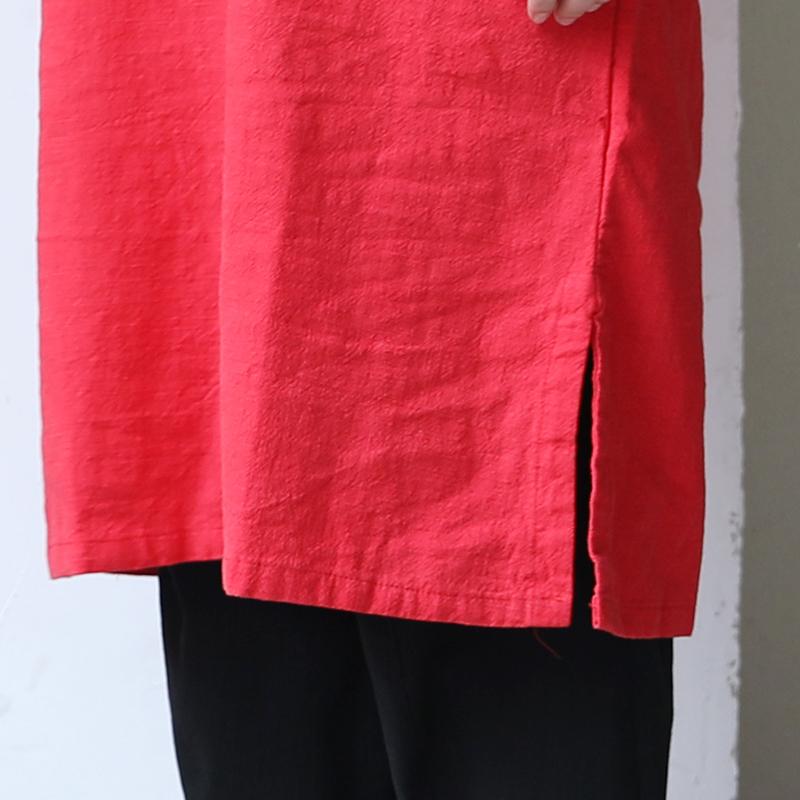 Retro Long Sleeve Women Pleated Side Slit Dress