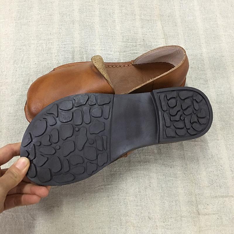 Retro Open Toe Flat Single Shoes