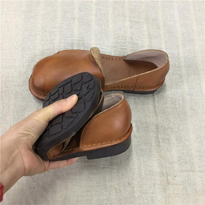Retro Open Toe Flat Single Shoes