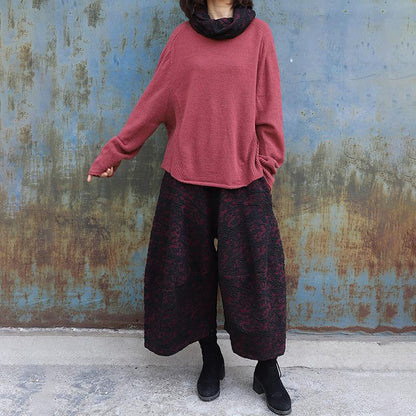 Retro Personality Jacquard Wide Leg Pants