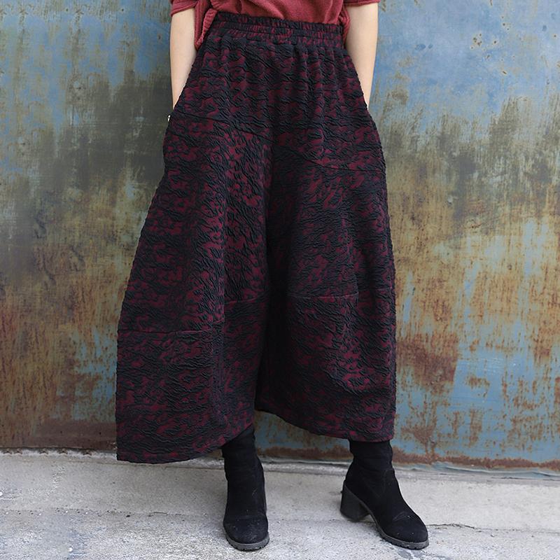 Retro Personality Jacquard Wide Leg Pants
