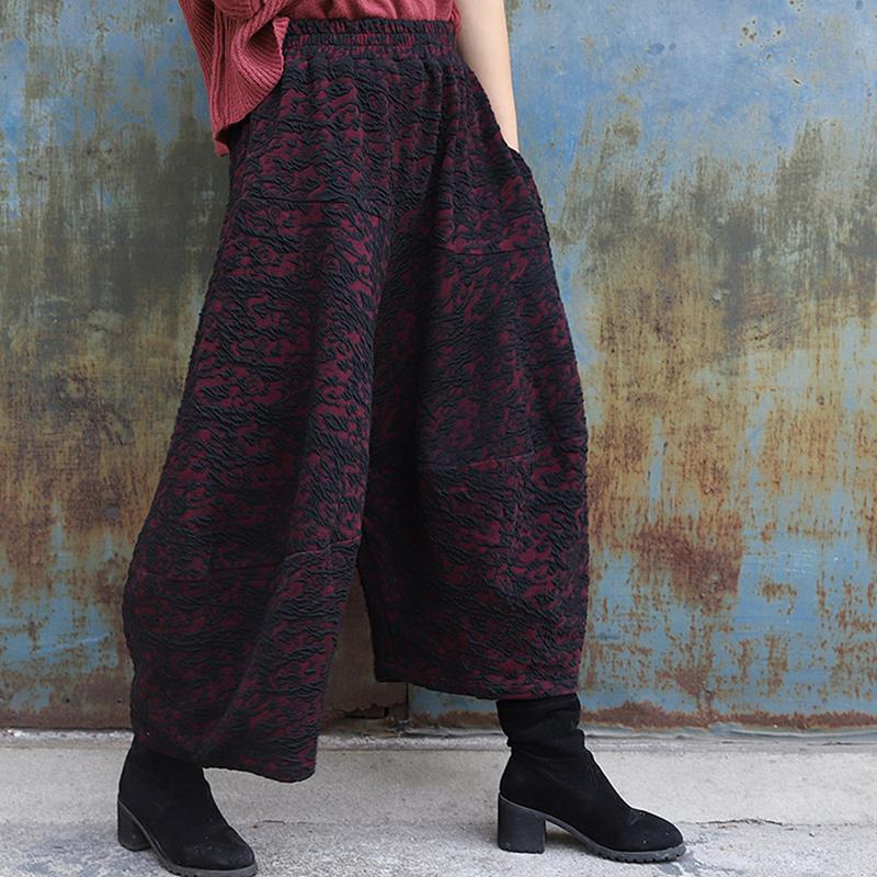 Retro Personality Jacquard Wide Leg Pants