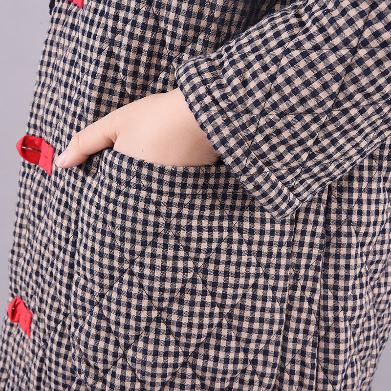 Retro Plaid Winter Warm Cotton-padded Jacket