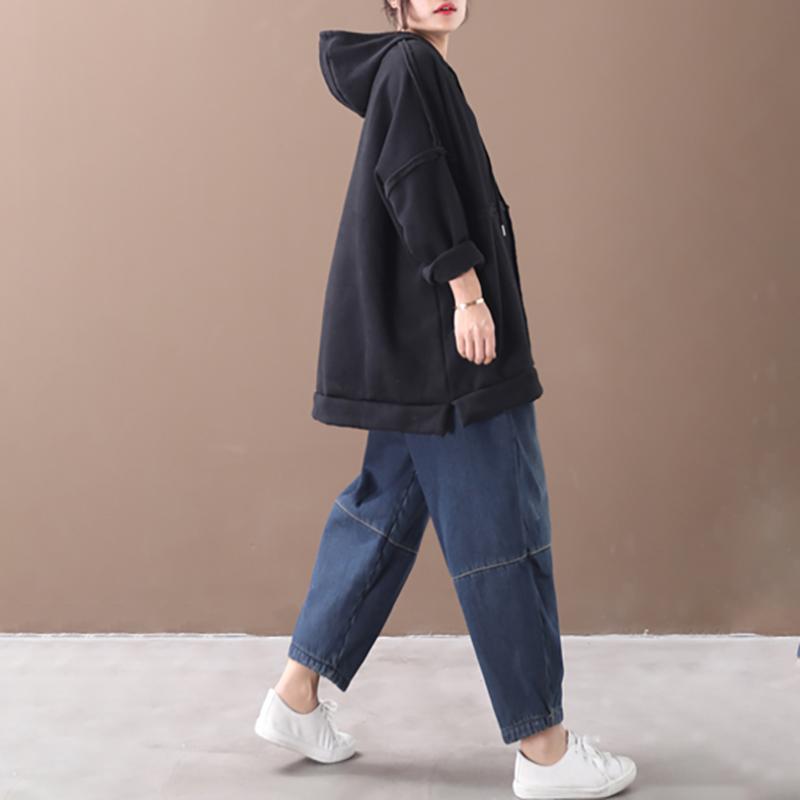 Retro Plus Velvet Warm Hooded Sweatshirt